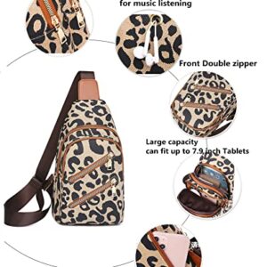Multipurpose Leather Sling Bag, Shoulder Sling Bag, Crossbody Sling Backpack for Women, Fits 7.9 inch Tablet