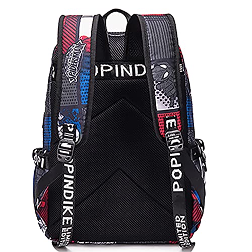 EFBJIXY Kids Backpack Shark Bookbags Boys Schoolbag With USB Lightweight Water Resistant (red)