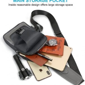 Aucuu Sling Backpack with USB Charging Port, Chest Bag Crossbody Daypack Shoulder Bag for Men, Hiking, Cycling, Travel - Black