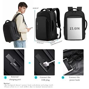 FENRUIEN Expandable Travel Backpack 15.6 Inch with USB Laptop Backpack Anti Theft Waterproof Business Smart Backpack, Multipurpose Large Capacity Daypack College School Bookbag for Men, Black