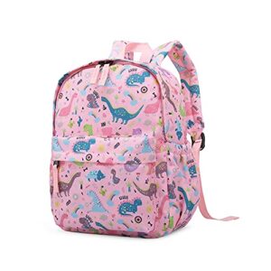 the crafts cute unicorn dinosaur toddler backpack for boys girls,preschool kindergarten nursery travel school bag with chest buckle (pink dinosaur)