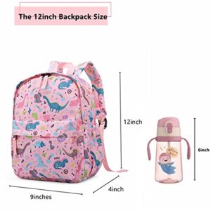 THE Crafts Cute Unicorn Dinosaur Toddler Backpack for Boys Girls,Preschool Kindergarten Nursery Travel School Bag with Chest Buckle (Pink Dinosaur)