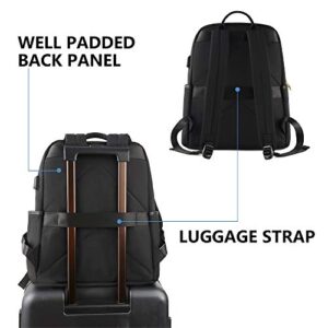 KROSER Laptop Backpack 15.6 Inch Lightweight School Computer Backpack Water-Repellent Nylon Casual Daypack with USB Charging Port for Travel/Business/College/Women/Men-Black