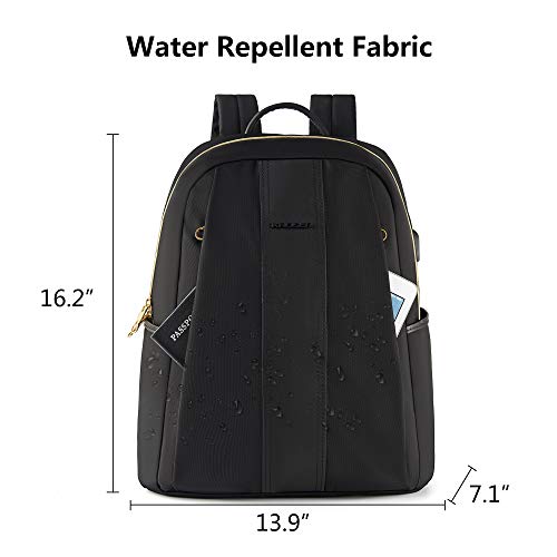 KROSER Laptop Backpack 15.6 Inch Lightweight School Computer Backpack Water-Repellent Nylon Casual Daypack with USB Charging Port for Travel/Business/College/Women/Men-Black