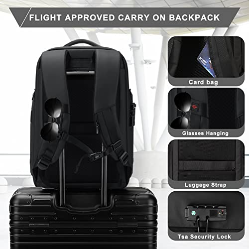 FENRUIEN Business Travel Backpack for Men, fit 15.6" Laptop Backpack, Waterproof Backpack with USB Charging Port, Anti-Theft luggage Backpack with TSA Lock, Daypack Backpack for College/School