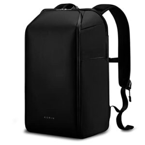 korin laptop bag for men women – laptop backpack 15.6″ travel backpack with usb charging port, original design flippack anti-theft shool backpack for traveling, hiking, commuting, black