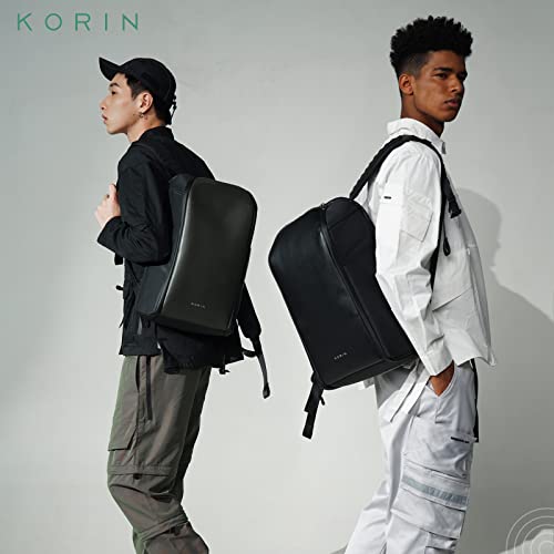 KORIN Laptop Bag For Men Women - Laptop Backpack 15.6" Travel Backpack With USB Charging Port, Original Design Flippack Anti-Theft Shool Backpack For Traveling, Hiking, Commuting, Black