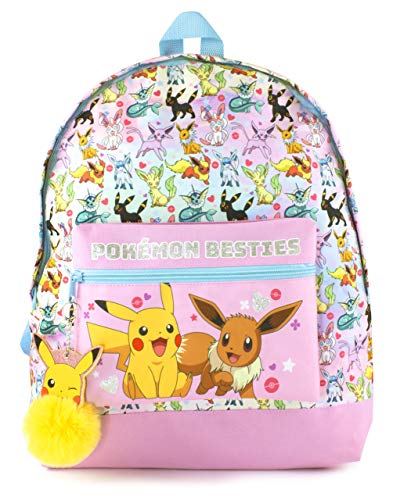 Pokemon Backpack Pikachu Eevee Besties Pink Glitter Bag