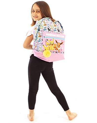 Pokemon Backpack Pikachu Eevee Besties Pink Glitter Bag