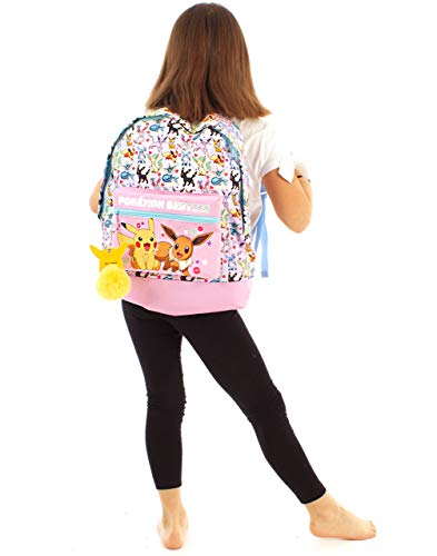 Pokemon Backpack Pikachu Eevee Besties Pink Glitter Bag