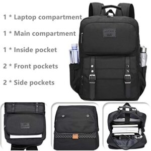 Laptop Backpack Women Men College Backpacks Bookbag Vintage Backpack Book Bag Fashion Back Pack Anti Theft Travel Backpacks with Charging Port fit 15.6 Inch Laptop Black