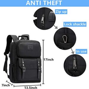 Laptop Backpack Women Men College Backpacks Bookbag Vintage Backpack Book Bag Fashion Back Pack Anti Theft Travel Backpacks with Charging Port fit 15.6 Inch Laptop Black