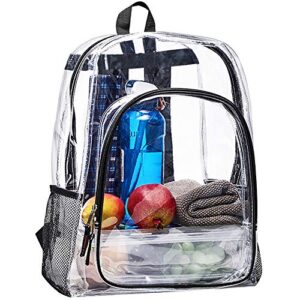 heavy duty clear backpack, large transparent clear bookbag, see through backpack for college, work, security travel & sports