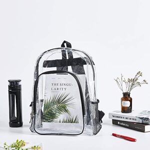 Heavy Duty Clear Backpack, Large Transparent Clear Bookbag, See Through Backpack for College, Work, Security Travel & Sports