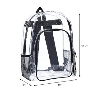 Heavy Duty Clear Backpack, Large Transparent Clear Bookbag, See Through Backpack for College, Work, Security Travel & Sports