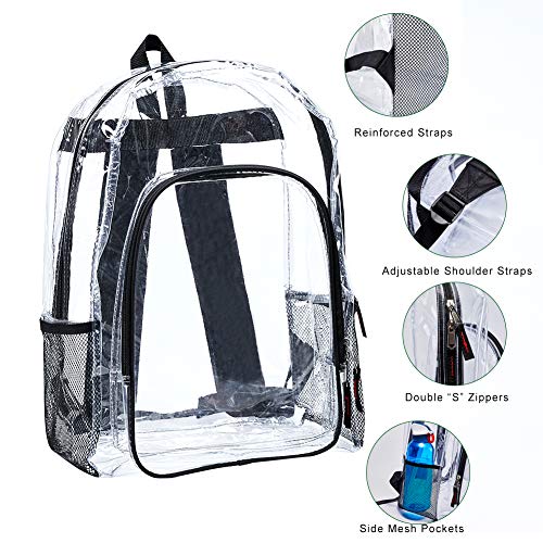 Heavy Duty Clear Backpack, Large Transparent Clear Bookbag, See Through Backpack for College, Work, Security Travel & Sports