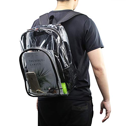 Heavy Duty Clear Backpack, Large Transparent Clear Bookbag, See Through Backpack for College, Work, Security Travel & Sports