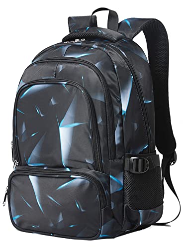 BLUEFAIRY Boys Backpack Elementary Kids School Bags Middle School Primary School Bookbags Lightweight Sturdy Durable Gift with Plenty of Pockets Age 5-9（Black&Blue