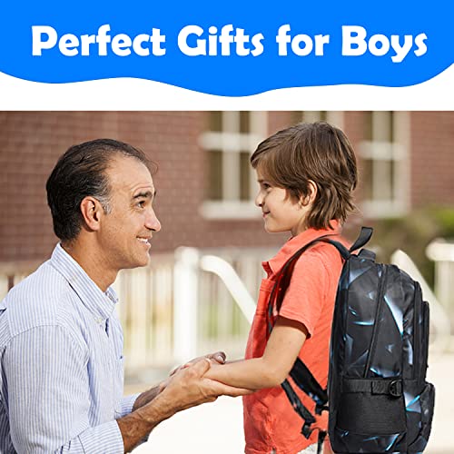 BLUEFAIRY Boys Backpack Elementary Kids School Bags Middle School Primary School Bookbags Lightweight Sturdy Durable Gift with Plenty of Pockets Age 5-9（Black&Blue