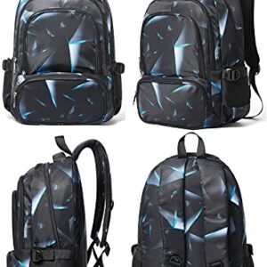 BLUEFAIRY Boys Backpack Elementary Kids School Bags Middle School Primary School Bookbags Lightweight Sturdy Durable Gift with Plenty of Pockets Age 5-9（Black&Blue