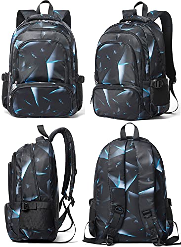 BLUEFAIRY Boys Backpack Elementary Kids School Bags Middle School Primary School Bookbags Lightweight Sturdy Durable Gift with Plenty of Pockets Age 5-9（Black&Blue