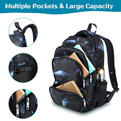 BLUEFAIRY Boys Backpack Elementary Kids School Bags Middle School Primary School Bookbags Lightweight Sturdy Durable Gift with Plenty of Pockets Age 5-9（Black&Blue