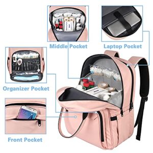 Nursing School Backpack, Waterproof College Book Bag for Women with Removable Organizer, 15.6 Inch Travel Lapatop Backpacks Medical Clinical Doctor Nurse Work Daypack for Girls, Gifts for Her, Pink