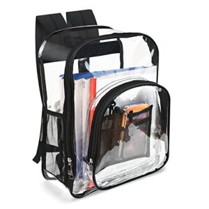 kingbig clear backpack stadium approved heavy duty pvc bookbag transparent school bag with clear zipper pen pencil case for school,sports,work,stadium,security travel,college.