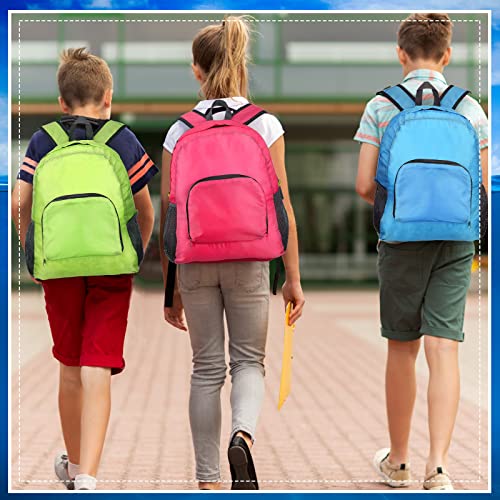 15 Pieces Backpack 17 Inch Backpacks 5 Assorted Colors Foldable Lightweight Bookbags Student Outdoor Travel School Book Bag