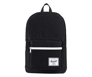 herschel pop quiz backpack, black/black synthetic leather, classic 22l