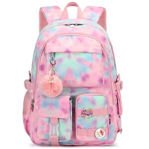 hidds laptop backpacks 16 inch school bag college backpack anti theft travel daypack bags bookbags for teens girls women students (tie-dye pink)