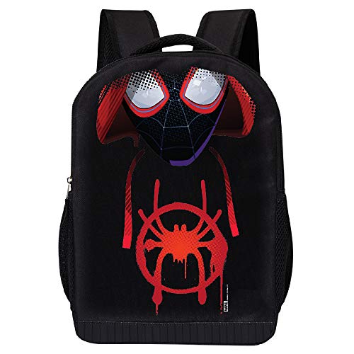 MARVEL COMICS CLASSIC SPIDERMAN BACKPACK - MARVEL BLACK SPIDERMAN 18 INCH AIR MESH PADDED BAG (Into the Spiderverse - Miles Hoodie)