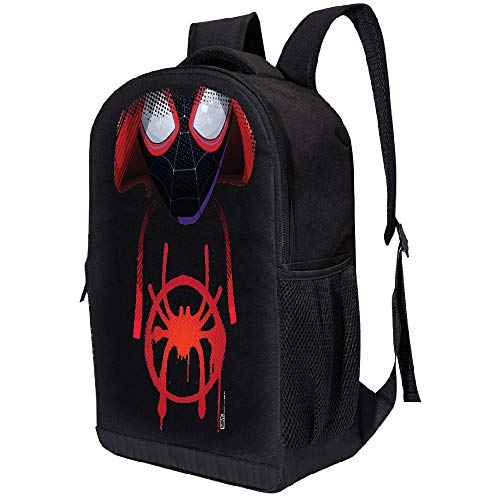 MARVEL COMICS CLASSIC SPIDERMAN BACKPACK - MARVEL BLACK SPIDERMAN 18 INCH AIR MESH PADDED BAG (Into the Spiderverse - Miles Hoodie)