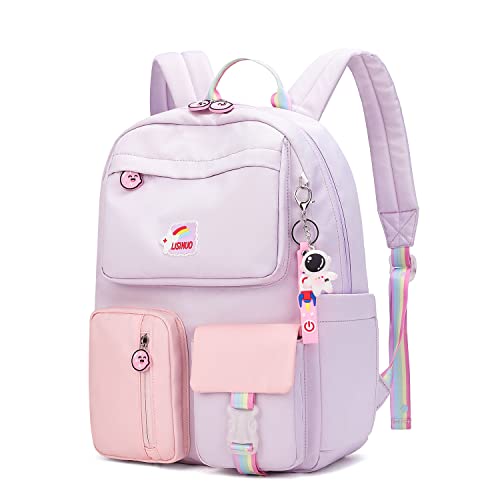 AUOBAG Kids Backpacks Girls Backpack for Girl Elementary School Bags Bookbags For Teen Suitable For Children Aged 7-15 (Purple)