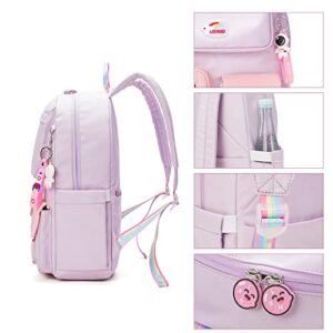 AUOBAG Kids Backpacks Girls Backpack for Girl Elementary School Bags Bookbags For Teen Suitable For Children Aged 7-15 (Purple)