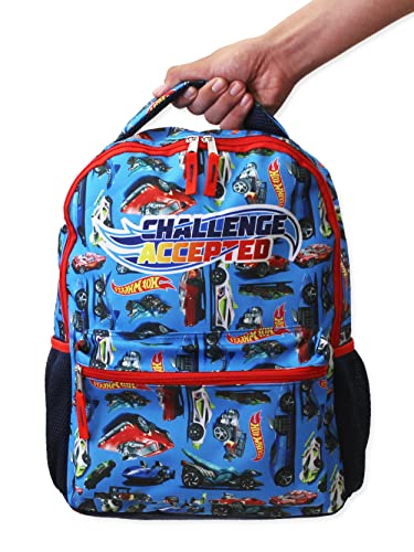 Hot Wheels Race Car Boys 16 Inch School Backpack (One Size, Blue)