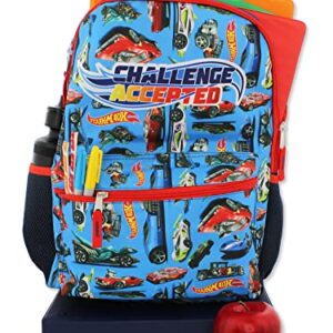 Hot Wheels Race Car Boys 16 Inch School Backpack (One Size, Blue)