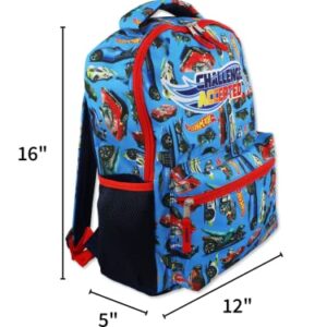 Hot Wheels Race Car Boys 16 Inch School Backpack (One Size, Blue)