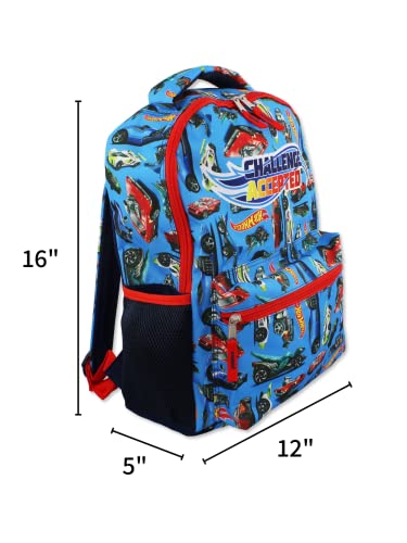 Hot Wheels Race Car Boys 16 Inch School Backpack (One Size, Blue)