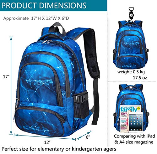 BLUEFAIRY Boys Backpack for Kids Elementary School Bags Kindergarten Middle School Bookbags Lightweight Durable Girls Gift (Stars,Blue)