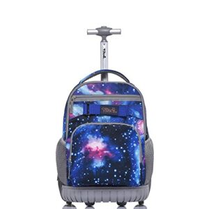 tilami rolling backpack 18 inch boys and girls laptop backpack, galaxy