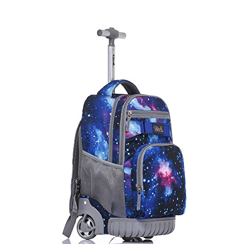 Tilami Rolling Backpack 18 inch Boys and Girls Laptop Backpack, Galaxy