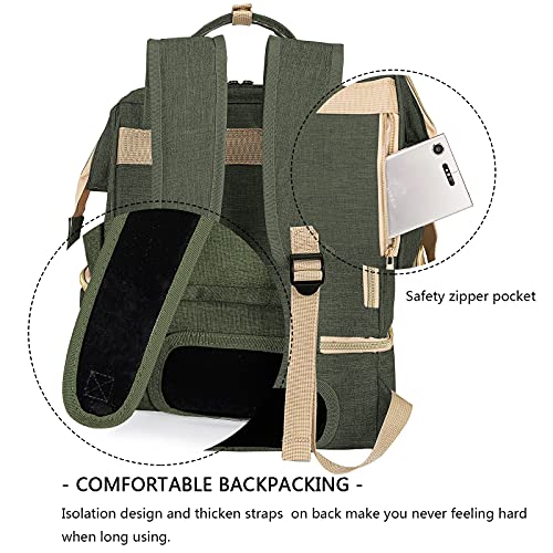 Breast Pump Backpack - Cooler and Moistureproof Bag Double Layer for Mother Outdoor Working Backpack with USB Charging Port, Large (Amy Green)