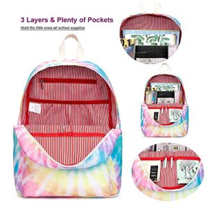 CAMTOP Backpack for Girls Kids School Backpack with Lunch Box Preschool Kindergarten BookBag Set (Tie Dye Yellow)