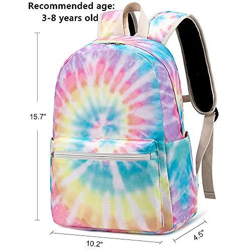 CAMTOP Backpack for Girls Kids School Backpack with Lunch Box Preschool Kindergarten BookBag Set (Tie Dye Yellow)