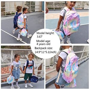 CAMTOP Backpack for Girls Kids School Backpack with Lunch Box Preschool Kindergarten BookBag Set (Tie Dye Yellow)