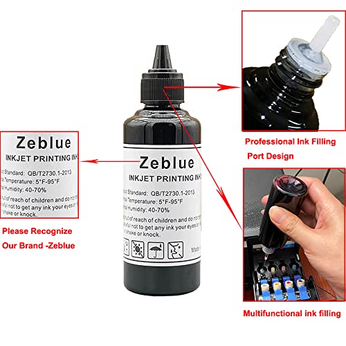 Zeblue 4 Colors Inkjet Printer Ink Refill Kit for Canon All Printers MG PG 240 243 245 CL 241 244 246 XL Inkjet Cartridges CISS System Color Set with 4 Free Syringes Print Ink(100/Bottle, 3BK/C/M/Y)