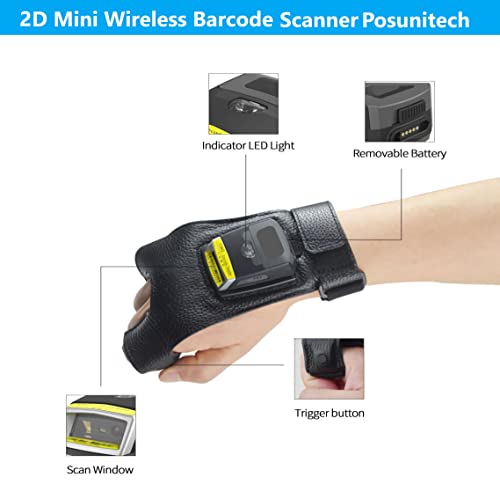 Posunitech Glove Barcode Scanner 2D GS02 Wearable Zebra SE4107 Reader IP65 Touch Scanning NFC Support Multi-Language for Warehouse, Management System,