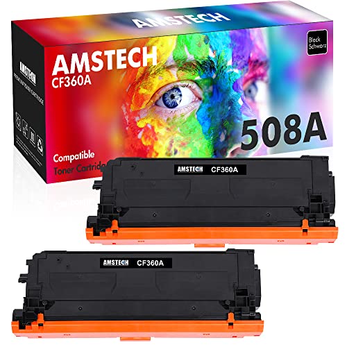 508A CF360A Toner Cartridge Black 2 Pack Replacement for HP 508A 508 CF360A Toner Cartridge for HP Color Enterprise M553 M553n M553dn M553x 553 MFP M577 Printer