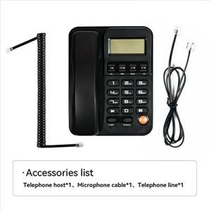 Corded Telephone Landline Telephone, Wired Telephone Big Button Phones with Caller Identification, Suitable for Office, Front Desk, Home, Hotel, No AC Power Required(Black)